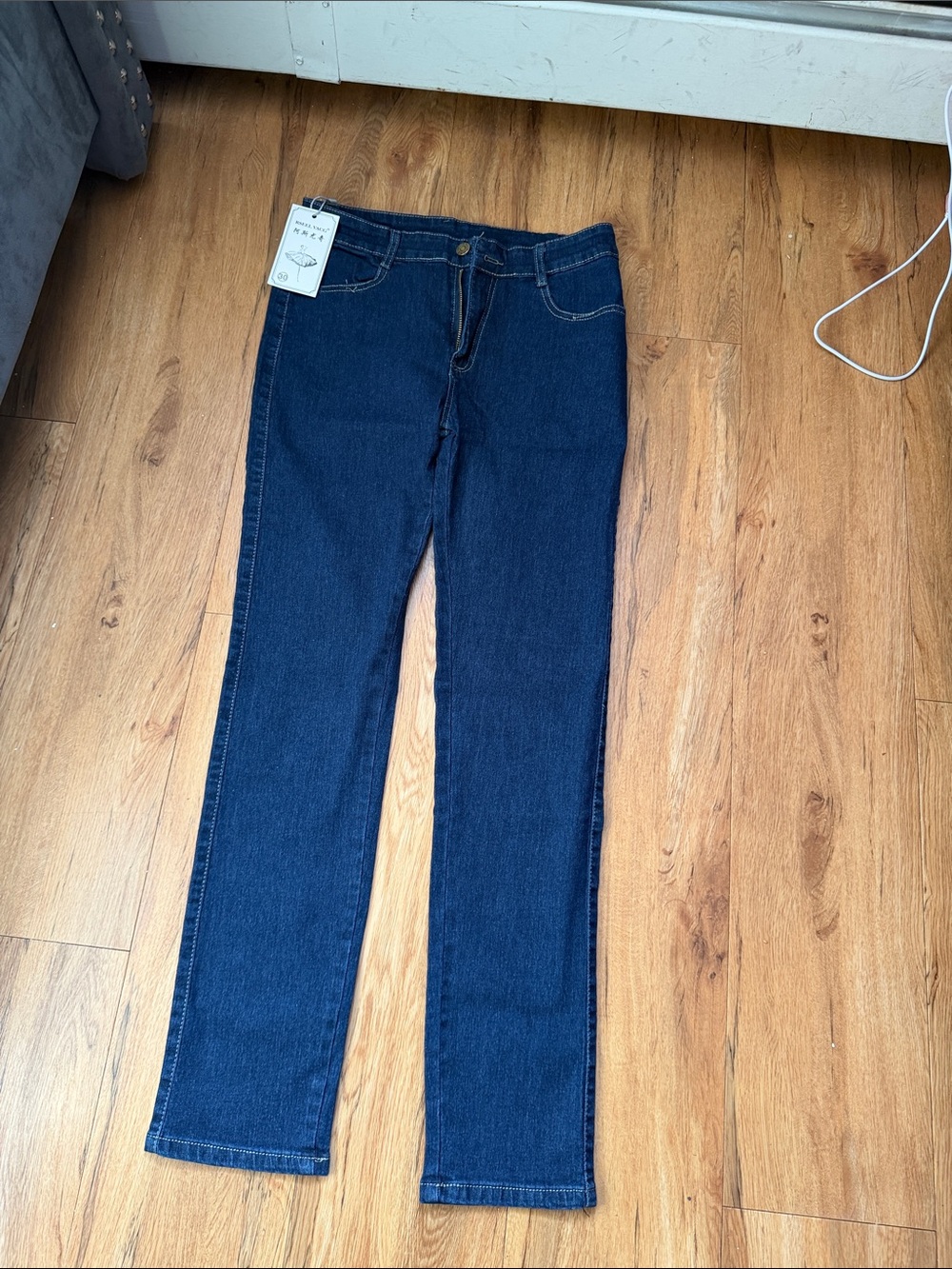 Women’s Straight-Leg Dark Blue Denim Jeans